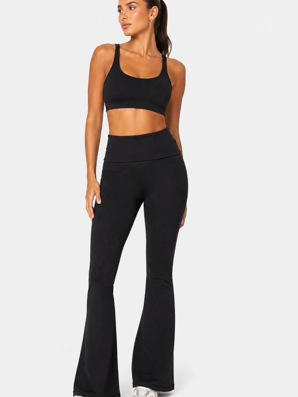 Yogalicious Black High-Waist Flare Yoga Pants M Lux Florence Worn 1X